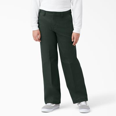 Dickies Boys' Classic Fit Straight Leg Flat Front Pants, 8-20 Husky - Hunter Green Size 20 (KP0123)