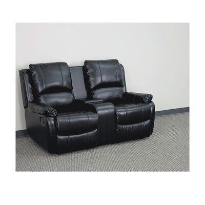 Winston Porter Pillowtop 2-Seat Home Theater Loveseat Faux Leather in Black, Size 40.0 H x 63.0 W x 66.0 D in | Wayfair