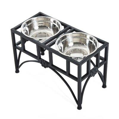 PawHut 13.75” High Double Stainless Steel Heavy Duty Dog Food Bowl Pet Elevated Feeding Station Metal/Stainless Steel in Black/Gray | Wayfair