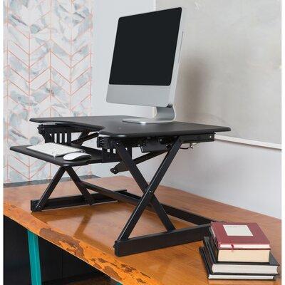 Lorell Height Adjustable U-Shape Standing Desk Converter Wood/Metal in Black/Brown | 31.8 W x 20.5 D in | Wayfair 99983