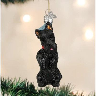 Old World Christmas Scottish Terrier Hanging Figurine Ornament Glass in Black | 4 H x 1.25 W x 1.75 D in | Wayfair 12381