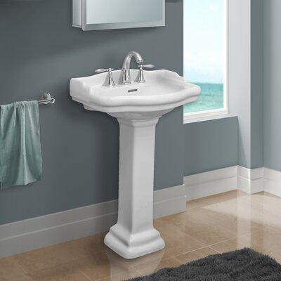 Fine Fixtures Roosevelt 27.5  Tall Vitreous China Oval Pedestal Bathroom Sink w  Overflow in White | 35.88 H x 16.88 D in | Wayfair RS22W8