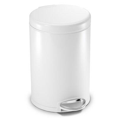 simplehuman 4.5 Liter/1.2 Gallon Round Bathroom Step Trash Can Stainless Steel in White | 12.1 H x 7.6 W x 10 D in | Wayfair CW1853