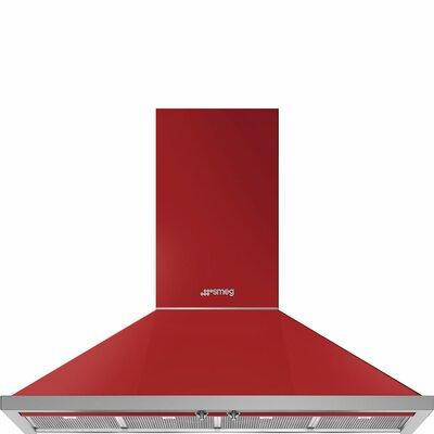 Smeg Portofino 48" 600 CFM Convertible Wall Mount Range Hood Stainless Steel in Red, Size 48.0 W x 20.0 D in | Wayfair KPF48URD