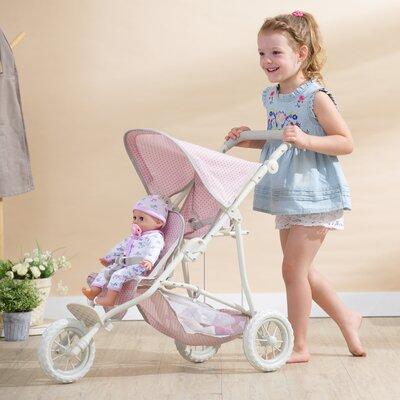 Olivia's Little World Two Doll Jogging-Style Stroller, Pink/Plastic in Gray | 29.5 H x 34.25 W x 16.5 D in | Wayfair OL-00004