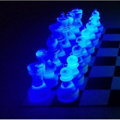 MegaChess 25" Tall Light-Up Giant Chess Set - Day/Night Set - White Side Illuminates Blue Plastic in Black/Blue, Size 25.0 H x 9.5 W x 9.5 D in
