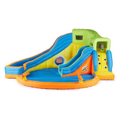 Banzai kids Pipeline Twist Inflatable Outdoor Water Pool Aqua Park & Slides in Blue/Green/Orange | Wayfair BAN-49100