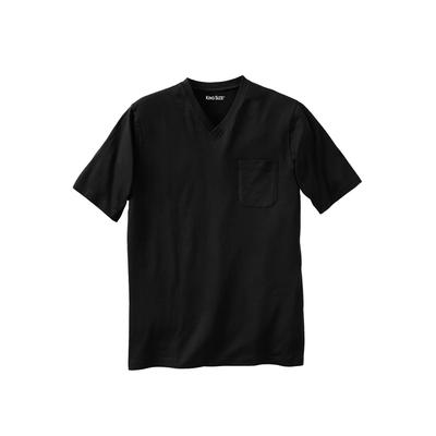 Men's Big & Tall Shrink-Less Lightweight V-Neck Pocket T-Shirt by KingSize in Black (Size 5XL)