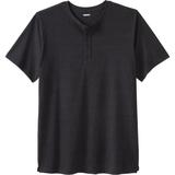 Men's Big & Tall Shrink-Less™ Lightweight Henley Longer Length T-Shirt by KingSize in Heather Charcoal (Size 7XL) Henley Shirt