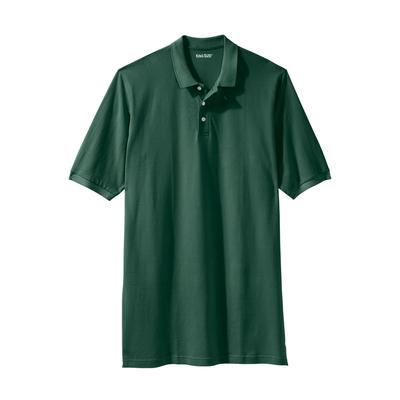 Men's Big & Tall Longer-Length Shrink-Less™ Piqué Polo Shirt by KingSize in Hunter (Size 4XL)