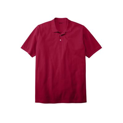 Men's Big & Tall Longer-Length Shrink-Less™ Piqué Polo Shirt by KingSize in Rich Burgundy (Size 2XL)