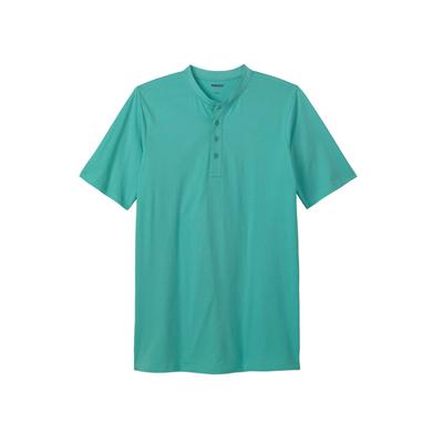 Men's Big & Tall Shrink-Less™ Lightweight Henley Longer Length T-Shirt by KingSize in Tidal Green (Size L) Henley Shirt