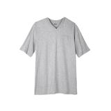 Men's Big & Tall Shrink-Less™ Lightweight Longer-Length V-neck T-shirt by KingSize in Heather Grey (Size 7XL)