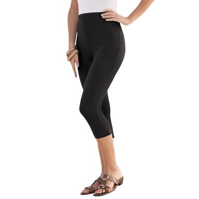 Plus Size Women's Essential Stretch Capri Legging by Roaman's in Black (Size 34/36) Activewear Workout Yoga Pants