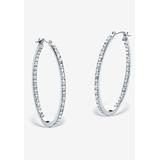 Women's Platinum & Sterling Silver Hoop Earrings with Diamond Accent by PalmBeach Jewelry in White