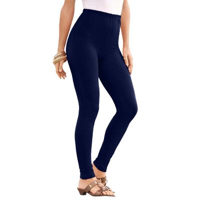 Plus Size Women's Ankle-Length Essential Stretch Legging by Roaman's in Navy (Size S) Activewear Workout Yoga Pants