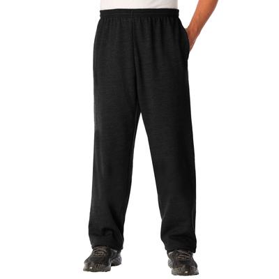 Men's Big & Tall Fleece Open-Bottom Sweatpants by KingSize in Black (Size 3XL)