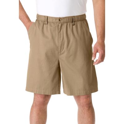 Men's Big & Tall Knockarounds® 8 Full Elastic Plain Front Shorts by KingSize in Khaki (Size 6XL)