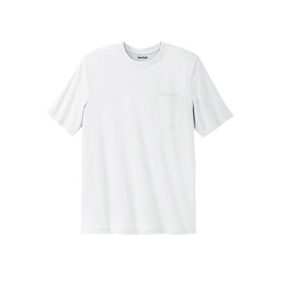 Big & Tall Shrink-Less Lightweight Pocket Crewneck T-Shirt by KingSize in White (Size 4XL)