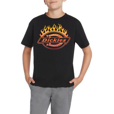 Dickies Boys' Short Sleeve Flaming Logo T-Shirt - Black Size M (L10340)