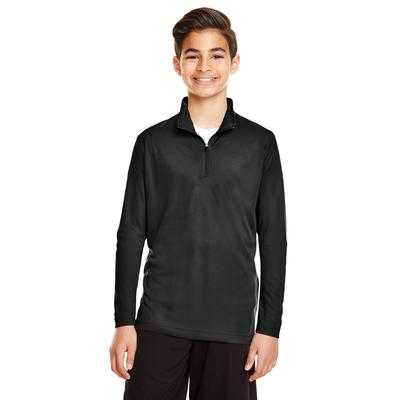 Team 365 TT31Y Youth Zone Performance Quarter-Zip T-Shirt in Black size Small | Polyester
