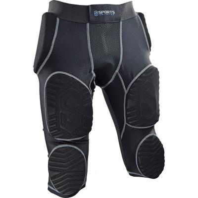 Sports Unlimited Adult 7 Pad Integrated Football Girdle - Hard Thigh Pads Black