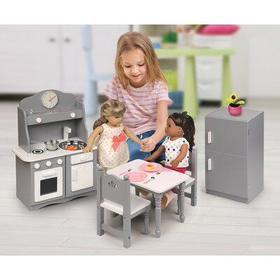 Badger Basket Kitchen Furniture Set for 18 inch Dolls - Gray/White Wood in Brown/Gray | 19.25 H x 13.75 W x 7 D in | Wayfair 12025