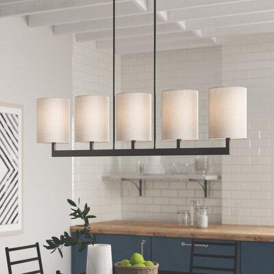 Zipcode Design™ Hutcheson 5 - Light Kitchen Island Linear Pendant, Metal in Brown | 22 H x 49 W x 7.5 D in | Wayfair