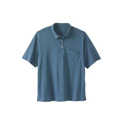 Men's Big & Tall Shrink-Less™ Lightweight Polo T-Shirt by KingSize in Heather Slate Blue (Size 2XL)