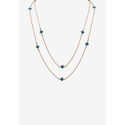 Women's Gold Tone Endless 48" Necklace with Princess Cut Birthstone by PalmBeach Jewelry in September