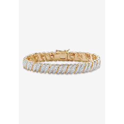 Yellow Gold Plated S Link Tennis Bracelet (10mm), Genuine Diamond Accent 8" by PalmBeach Jewelry in Gold