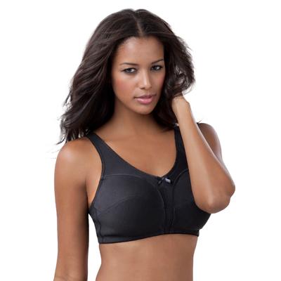 Plus Size Women's Cotton Back-Close Wireless Bra by Comfort Choice in Black (Size 50 C)