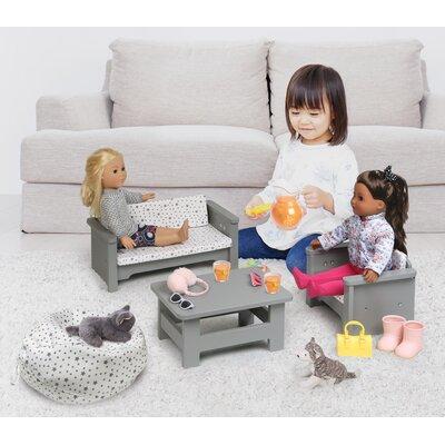 Badger Basket Living Room Furniture Set for 18 inch Dolls Wood in Brown/Gray, Size 7.5 H x 16.25 W x 8.0 D in | Wayfair 12023