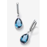 Sterling Silver Drop Earrings Pear Cut Simulated Birthstones by PalmBeach Jewelry in March