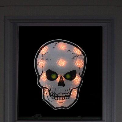 Northlight Seasonal 12" Lighted Holographic Halloween Skull Window Silhouette Decoration Plastic in Gray, Size 12.0 H x 1.0 W x 8.5 D in | Wayfair