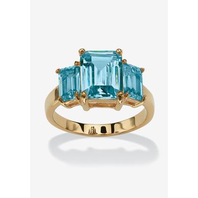 Yellow Gold-Plated Simulated Emerald Cut Birthstone Ring by PalmBeach Jewelry in December (Size 5)