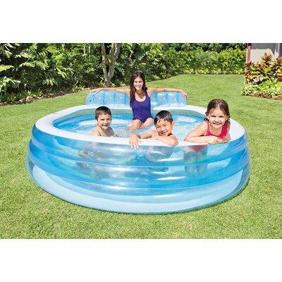Intex Swim Center Round Inflatable Above Ground Family Lounge Outdoor Pool Resin in Blue | 30 H x 88 W in | Wayfair 57190EP