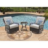 Canora Grey Leitner 3 Piece Rattan Seating Group w/ Cushions Synthetic Wicker/All - Weather Wicker/Wicker/Rattan in Gray | Outdoor Furniture | Wayfair