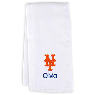 Infant White New York Mets Personalized Burp Cloth