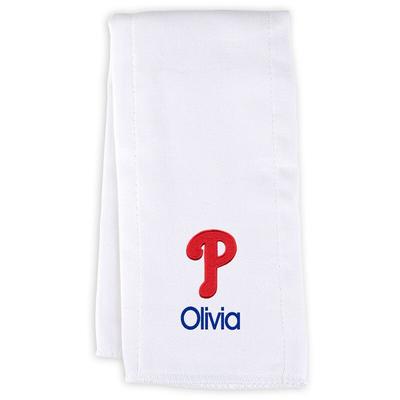 Infant White Philadelphia Phillies Personalized Burp Cloth