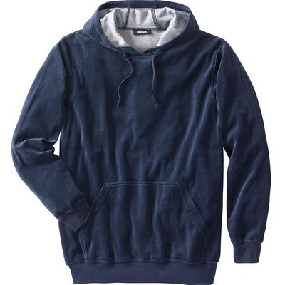 Men's Big & Tall Velour Long-Sleeve Pullover Hoodie by KingSize in Navy (Size 3XL)