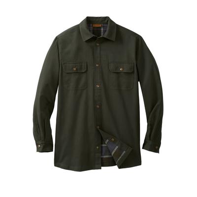 Men's Big & Tall Flannel-Lined Twill Shirt Jacket by Boulder Creek® in Forest Green (Size 6XL)
