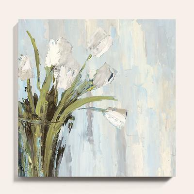 Tulips on Ivory Stretched Canvas - 40" x 40" - Ballard Designs 40" x 40" - Ballard Designs