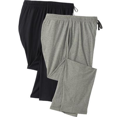 Men's Big & Tall Hanes® 2-Pack Jersey Pajama Lounge Pants by Hanes in Black Grey (Size 3XL)