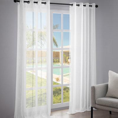 Latitude Run® Solid Color Sheer Grommet Curtain Panels Polyester in White | 96 H in | Wayfair 2AB9956724474279B6D9AE7ADF3AA955