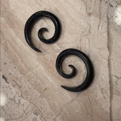 Anthropologie Jewelry | Handmade 1 10 Gauge Horn Earrings | Color: Black | Size: Os