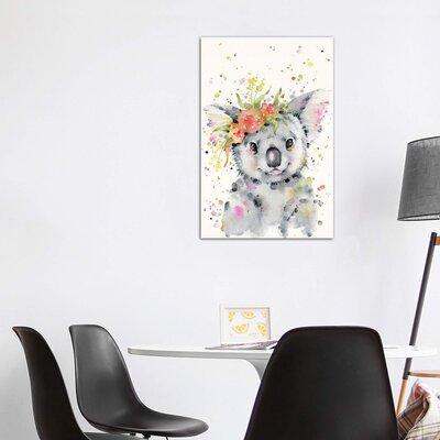 East Urban Home Little Koala by Sillier Than Sally - Painting Print Canvas/Metal in Gray/Green/Yellow | 48 H x 32 W x 1.5 D in | Wayfair