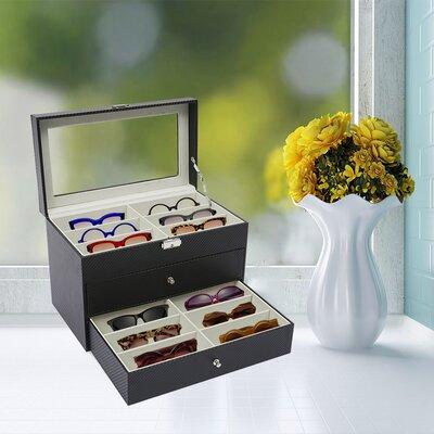Latitude Run® Large Sunglasses Storage Box Multi Organizer Eyeglasses Eyewear Display Case Jewelry Stand Leather | Wayfair