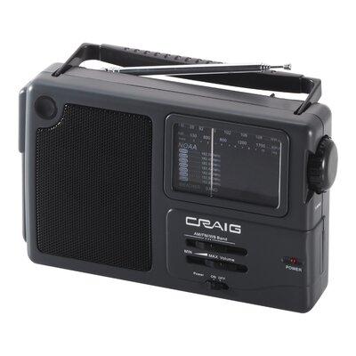 Craig Electronics Portable Decorative Radio w/ Weather Band in Black, Size 8.0 H x 5.0 W x 3.0 D in | Wayfair HBCLCR4181W