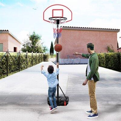 Yaheetech Height-Adjustable Basketball Hoop System in Red | 99 H x 28.7 W x 29 D in | Wayfair 591693 Red